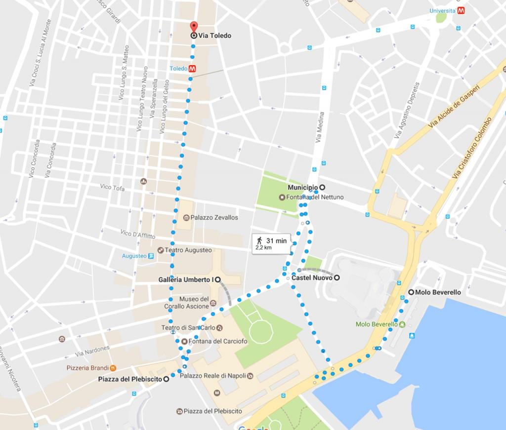 napoli turne në këmbë hartë