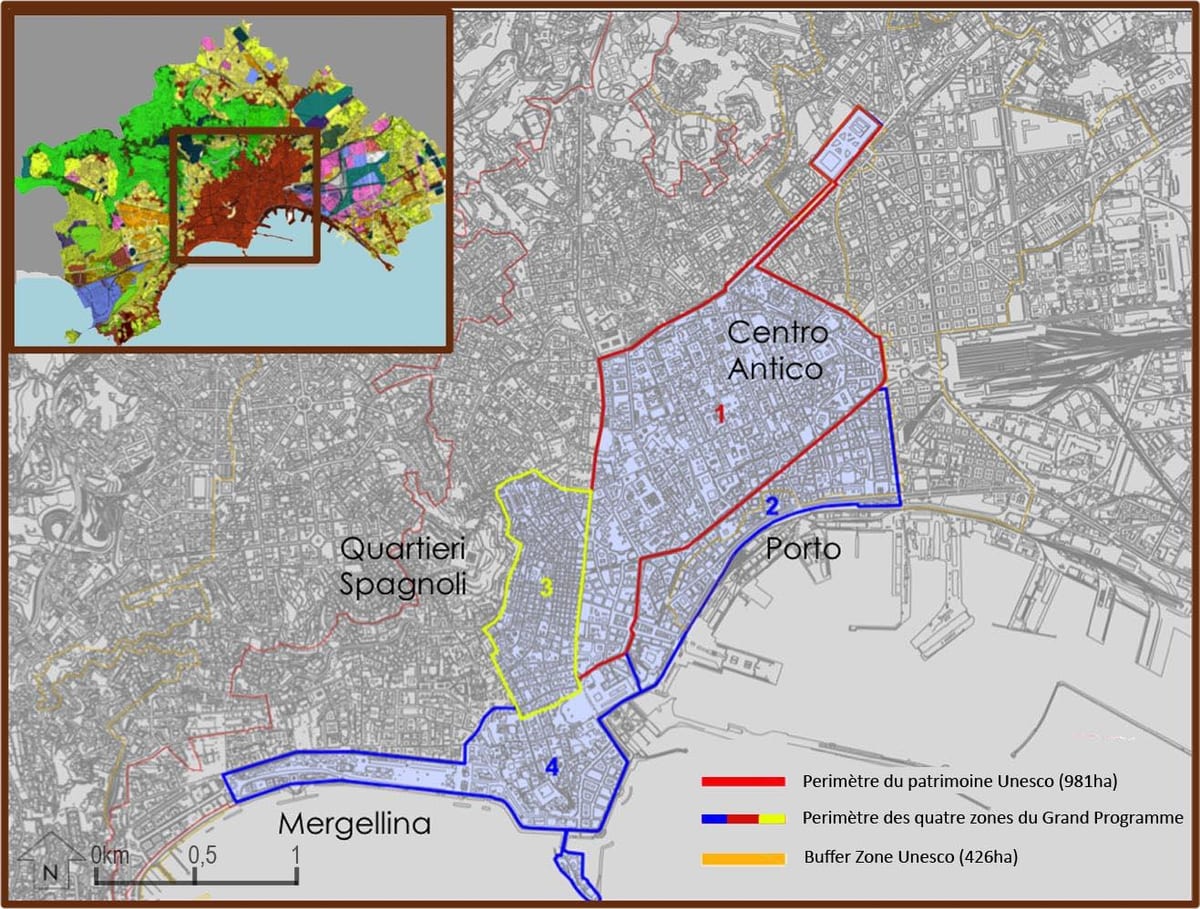 Harta e napolit qendrës historike