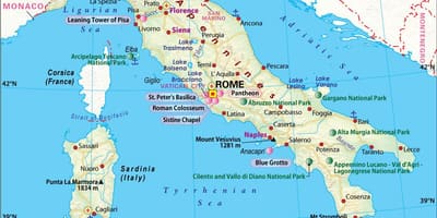 Harta e napolit itali zonës përreth